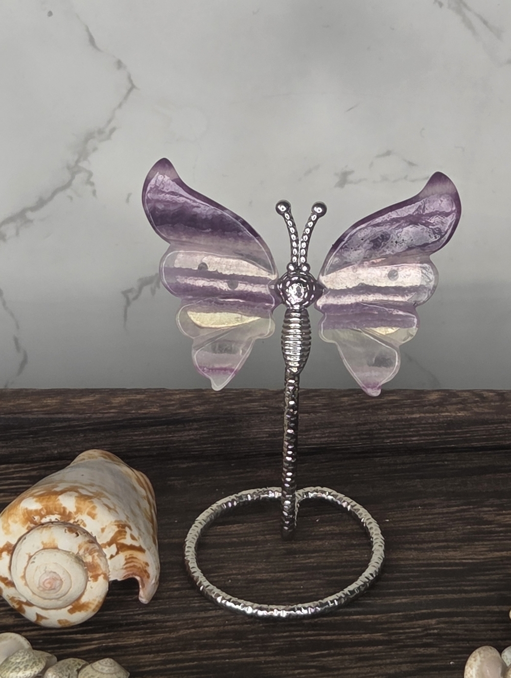 Flourite  Butterfly On Silver Stand C